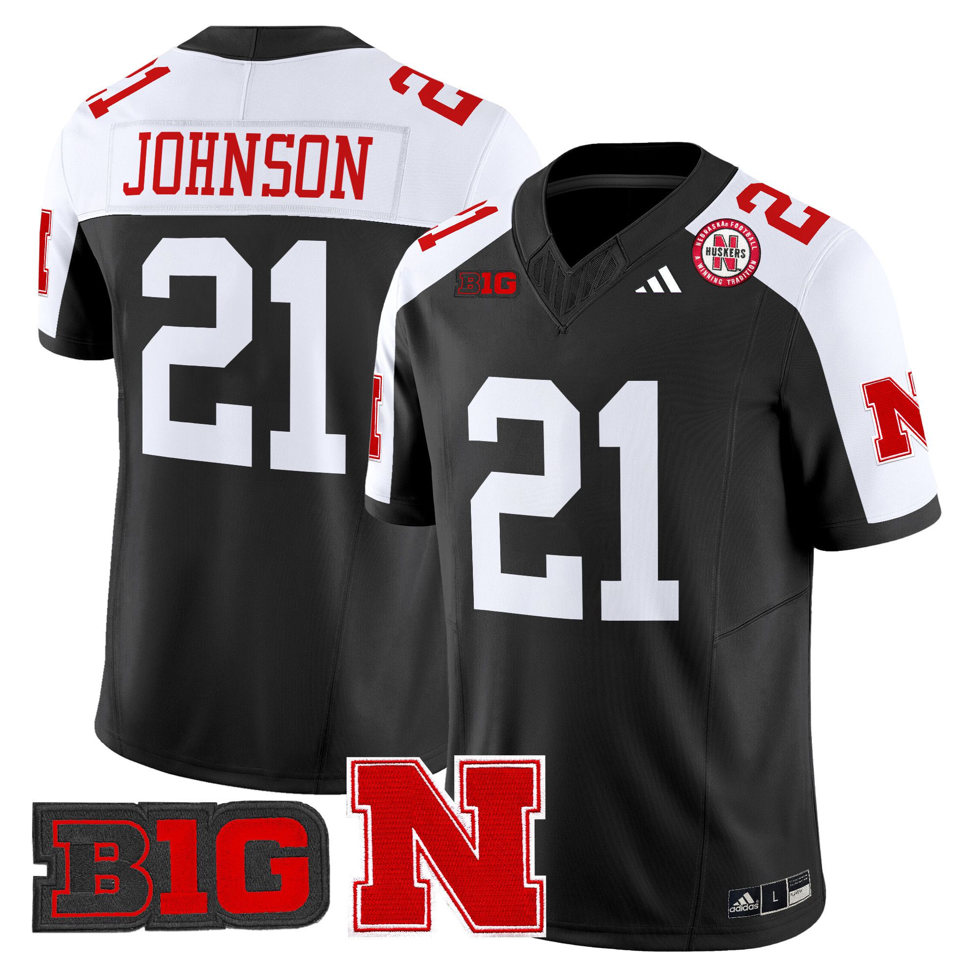 Men Nebraska Cornhuskers #21 Johnson Black 2024 Vapor Limited NCAA Jersey->ncaa teams->NCAA Jersey